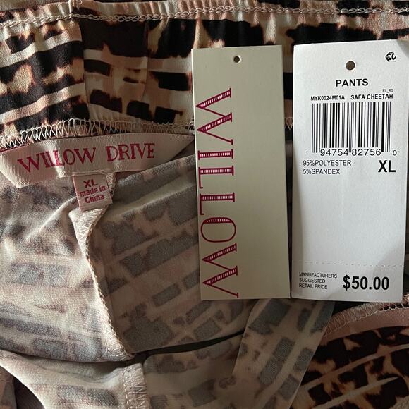 Willow Drive X-Large Wide Leg Pants Elastic Waist Stretch Safa Cheetah Multi New - Picture 8 of 8